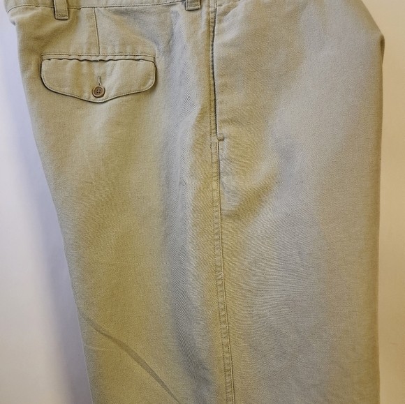 Izod Linen Bermuda Shorts Green Khaki 42 Waist Five Pockets - Picture 5 of 7